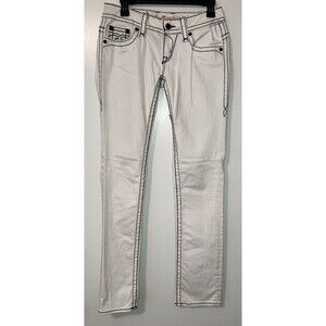 Rock Revival Jeans Women's Size 28 White Denim Jen Straight Embellished Rock